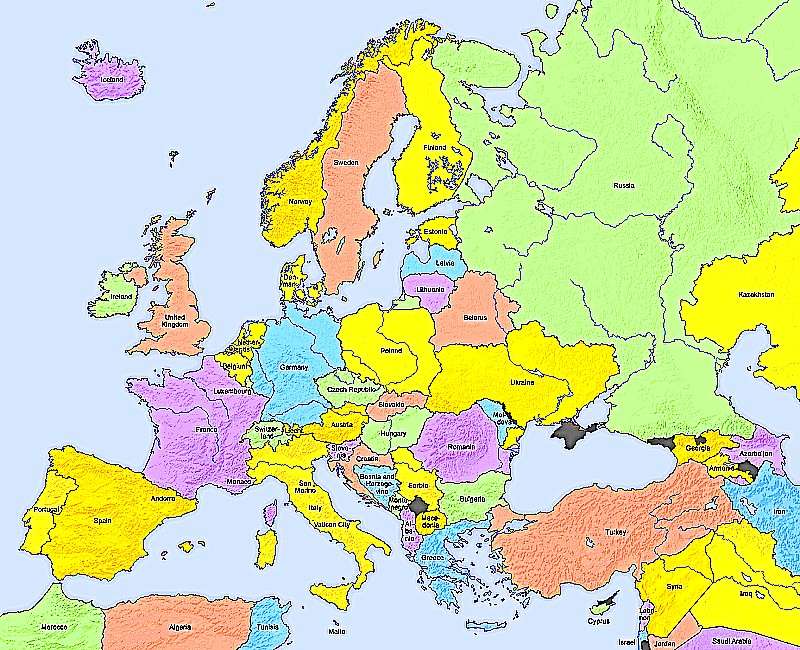 mapa politico europa continente europeo